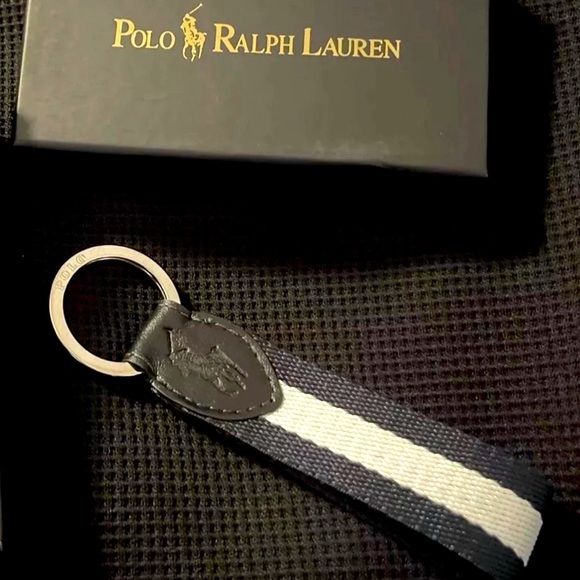 Polo Ralph Lauren Tri Color Leather Keychain With Silver Ring - Picture 1 of 3